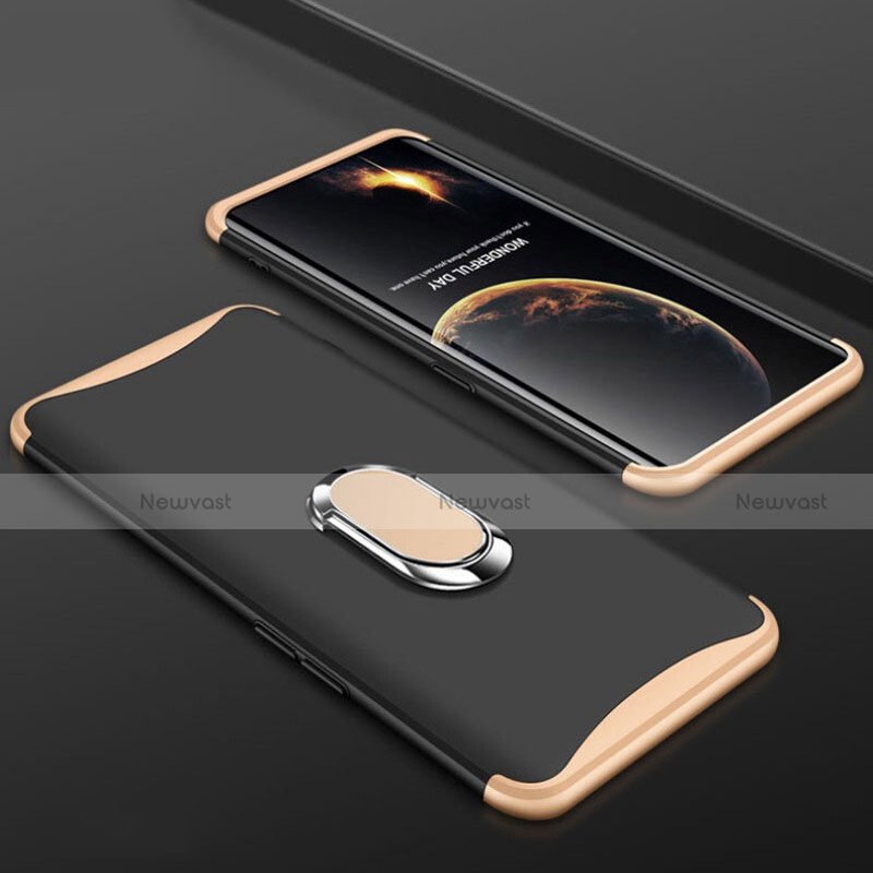 Hard Rigid Plastic Matte Finish Front and Back Cover Case 360 Degrees with Finger Ring Stand S01 for Oppo Find X Super Flash Edition