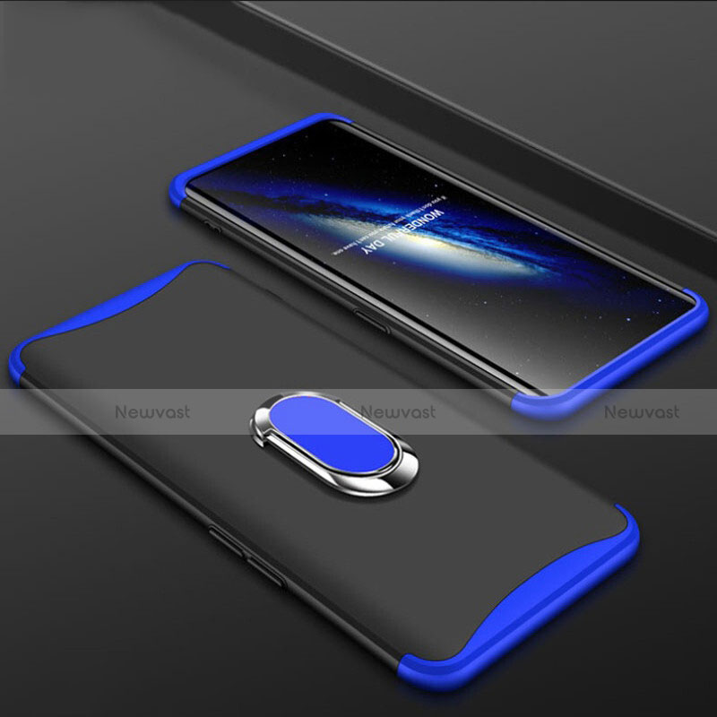 Hard Rigid Plastic Matte Finish Front and Back Cover Case 360 Degrees with Finger Ring Stand S01 for Oppo Find X Super Flash Edition