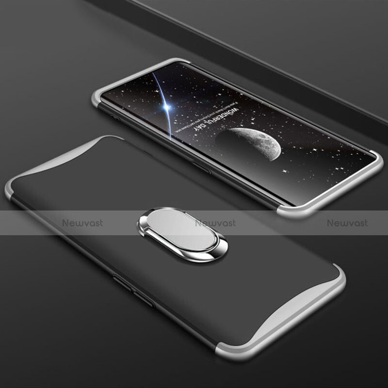 Hard Rigid Plastic Matte Finish Front and Back Cover Case 360 Degrees with Finger Ring Stand S01 for Oppo Find X Super Flash Edition