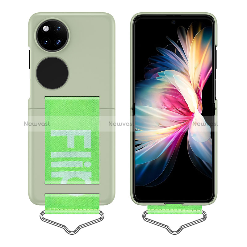 Hard Rigid Plastic Matte Finish Front and Back Cover Case 360 Degrees Z01L for Huawei P60 Pocket Green
