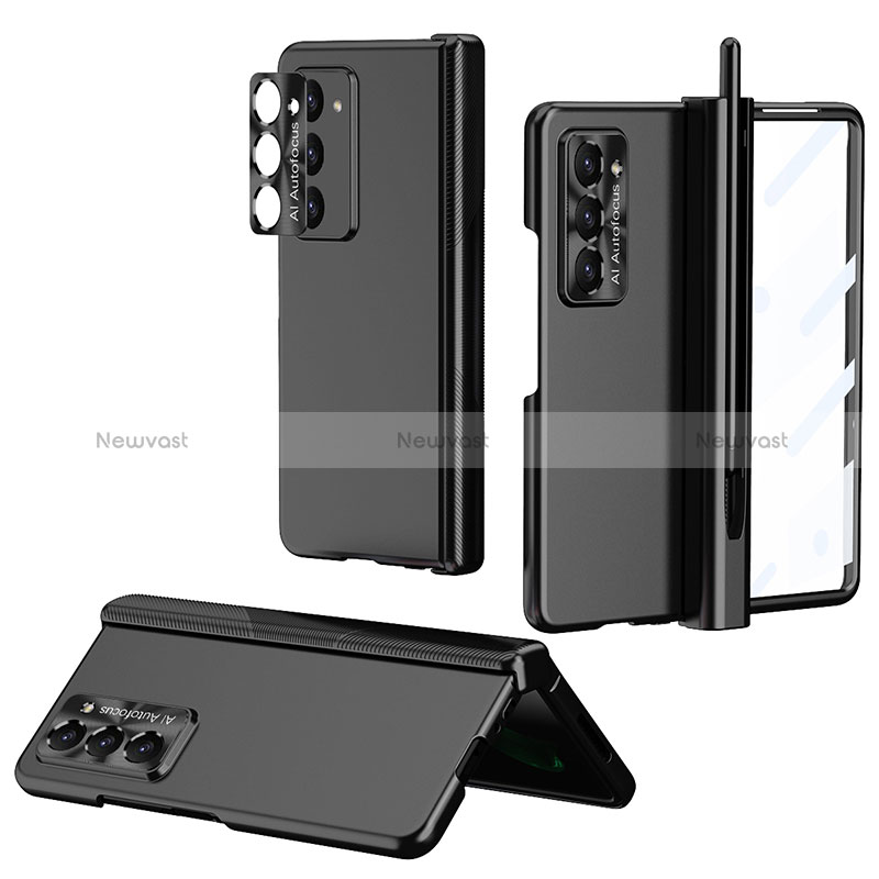 Hard Rigid Plastic Matte Finish Front and Back Cover Case 360 Degrees Z02L for Samsung Galaxy Z Fold5 5G Black