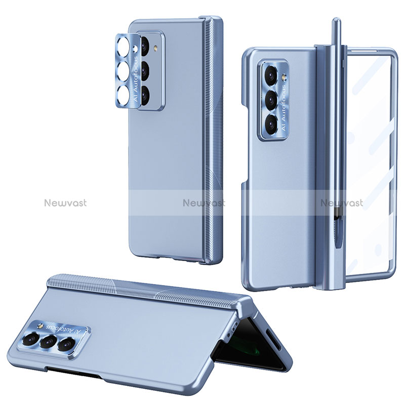 Hard Rigid Plastic Matte Finish Front and Back Cover Case 360 Degrees Z02L for Samsung Galaxy Z Fold5 5G Blue