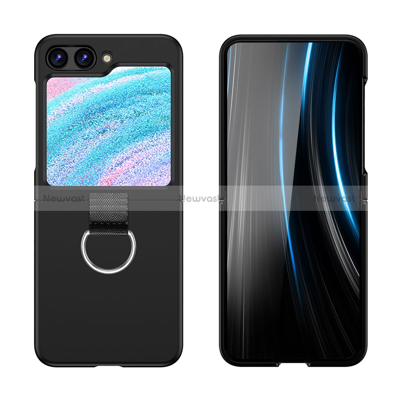 Hard Rigid Plastic Matte Finish Front and Back Cover Case 360 Degrees Z03L for Samsung Galaxy Z Flip5 5G Black