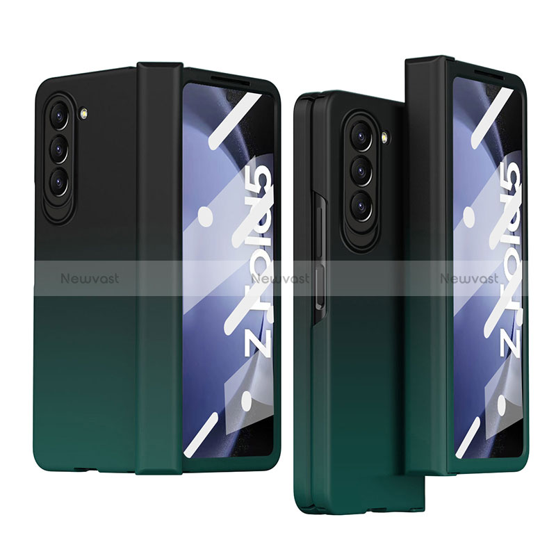 Hard Rigid Plastic Matte Finish Front and Back Cover Case 360 Degrees Z03L for Samsung Galaxy Z Fold5 5G Midnight Green