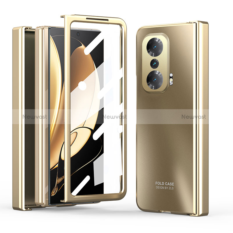 Hard Rigid Plastic Matte Finish Front and Back Cover Case 360 Degrees ZL1 for Huawei Honor Magic V 5G Gold