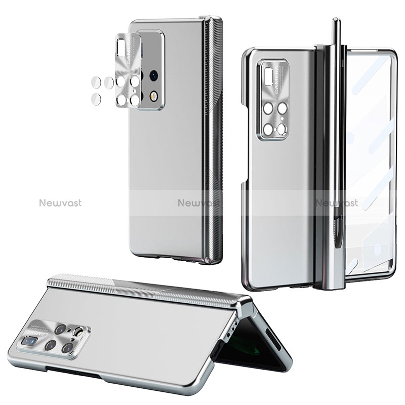 Hard Rigid Plastic Matte Finish Front and Back Cover Case 360 Degrees ZL1 for Huawei Mate X2 Silver