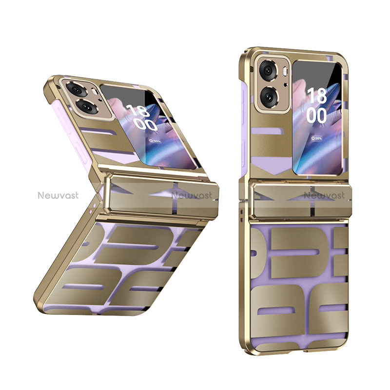 Hard Rigid Plastic Matte Finish Front and Back Cover Case 360 Degrees ZL1 for Oppo Find N2 Flip 5G Gold