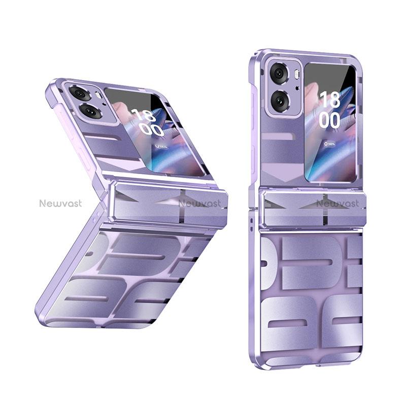 Hard Rigid Plastic Matte Finish Front and Back Cover Case 360 Degrees ZL1 for Oppo Find N2 Flip 5G Purple