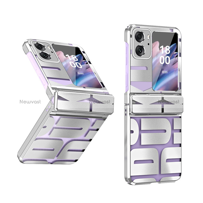 Hard Rigid Plastic Matte Finish Front and Back Cover Case 360 Degrees ZL1 for Oppo Find N2 Flip 5G Silver