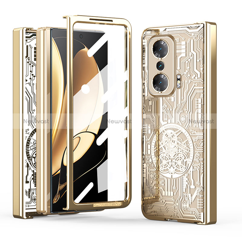 Hard Rigid Plastic Matte Finish Front and Back Cover Case 360 Degrees ZL2 for Huawei Honor Magic V 5G Gold