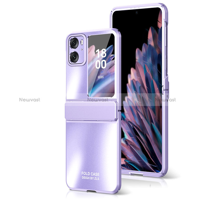 Hard Rigid Plastic Matte Finish Front and Back Cover Case 360 Degrees ZL2 for Oppo Find N2 Flip 5G Purple