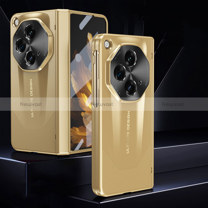 Hard Rigid Plastic Matte Finish Front and Back Cover Case 360 Degrees ZL2 for Oppo Find N3 5G Gold