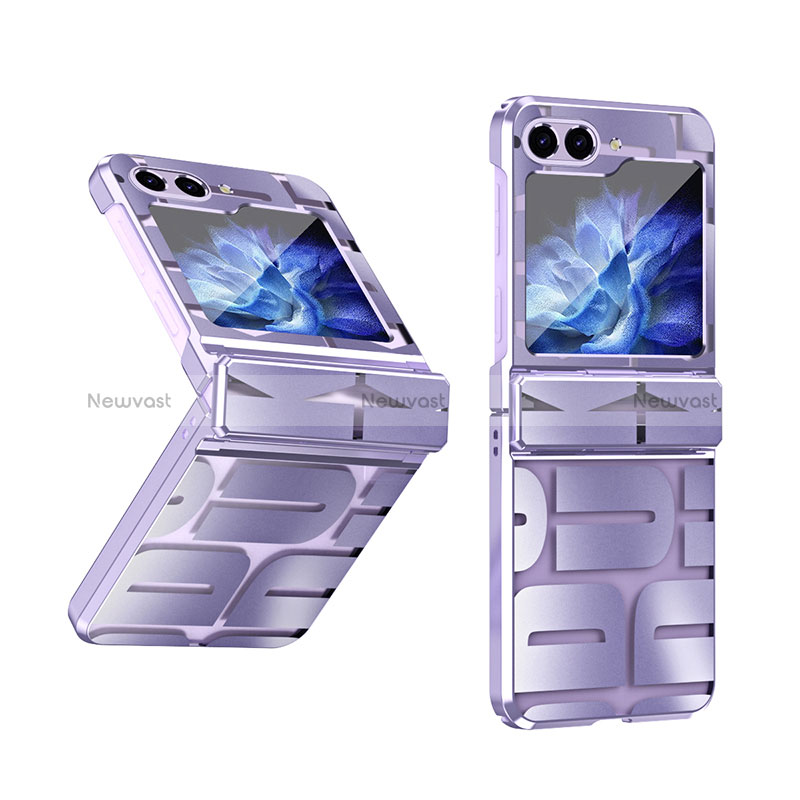 Hard Rigid Plastic Matte Finish Front and Back Cover Case 360 Degrees ZL2 for Samsung Galaxy Z Flip5 5G Purple