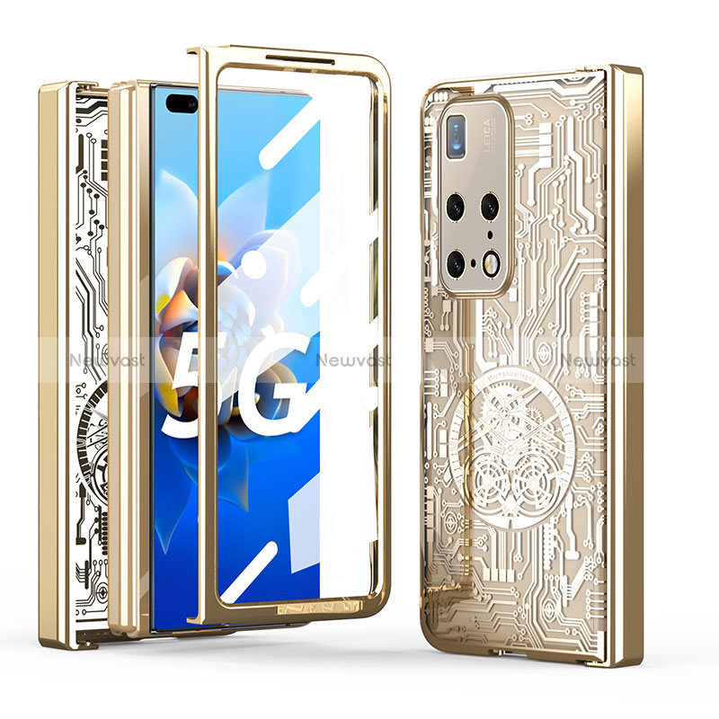 Hard Rigid Plastic Matte Finish Front and Back Cover Case 360 Degrees ZL3 for Huawei Mate X2 Gold