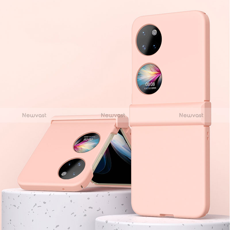 Hard Rigid Plastic Matte Finish Front and Back Cover Case 360 Degrees ZL3 for Huawei P50 Pocket Rose Gold