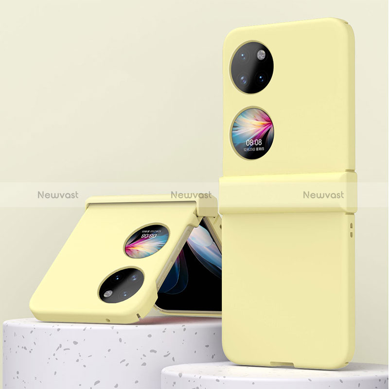 Hard Rigid Plastic Matte Finish Front and Back Cover Case 360 Degrees ZL3 for Huawei P50 Pocket Yellow