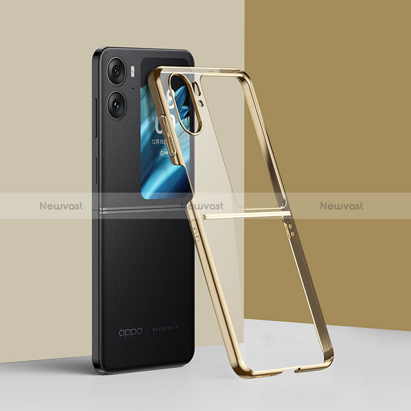 Hard Rigid Plastic Matte Finish Front and Back Cover Case 360 Degrees ZL3 for Oppo Find N2 Flip 5G Gold