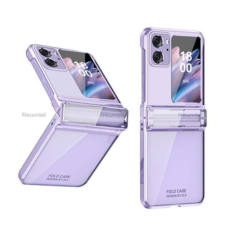 Hard Rigid Plastic Matte Finish Front and Back Cover Case 360 Degrees ZL3 for Oppo Find N2 Flip 5G Purple