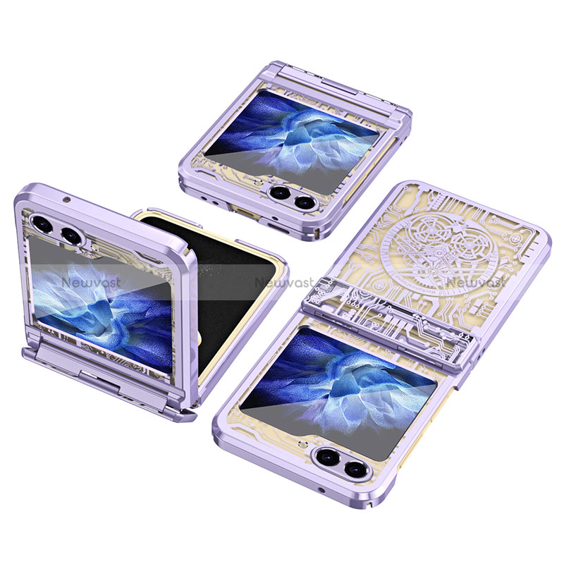 Hard Rigid Plastic Matte Finish Front and Back Cover Case 360 Degrees ZL3 for Samsung Galaxy Z Flip5 5G Purple