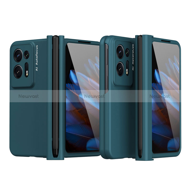 Hard Rigid Plastic Matte Finish Front and Back Cover Case 360 Degrees ZL4 for Oppo Find N2 5G Green