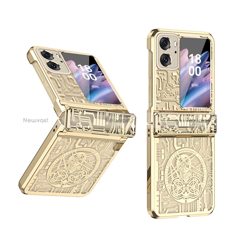 Hard Rigid Plastic Matte Finish Front and Back Cover Case 360 Degrees ZL4 for Oppo Find N2 Flip 5G Gold