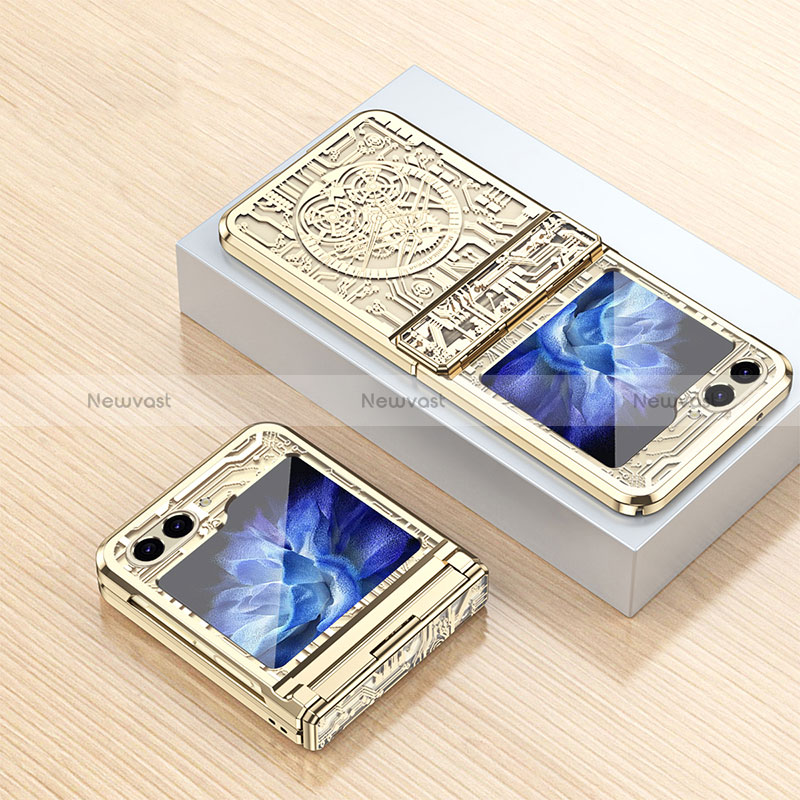 Hard Rigid Plastic Matte Finish Front and Back Cover Case 360 Degrees ZL4 for Samsung Galaxy Z Flip5 5G Gold