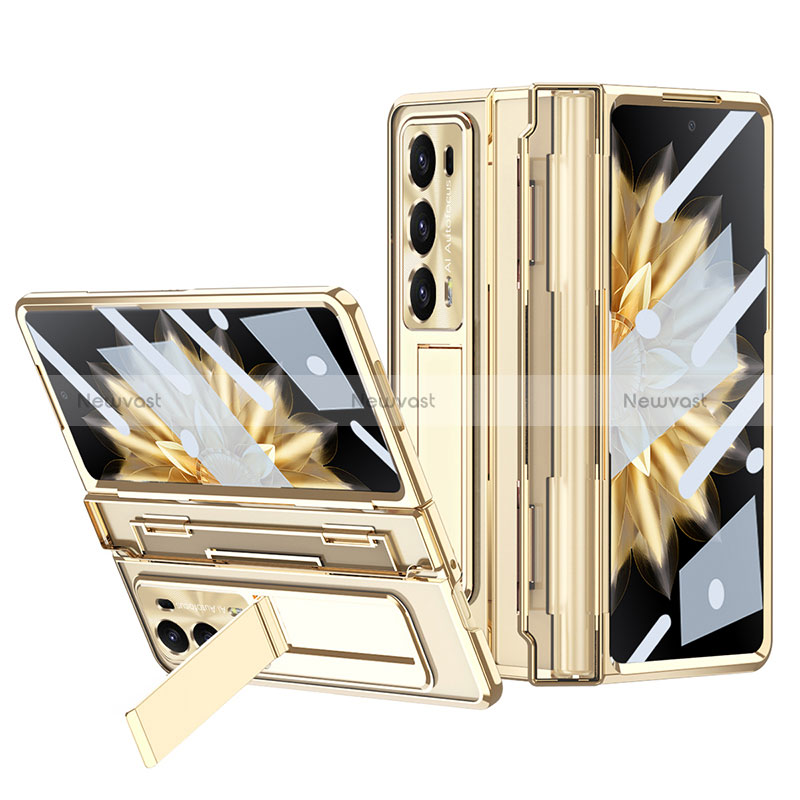 Hard Rigid Plastic Matte Finish Front and Back Cover Case 360 Degrees ZL5 for Huawei Honor Magic V2 5G Gold