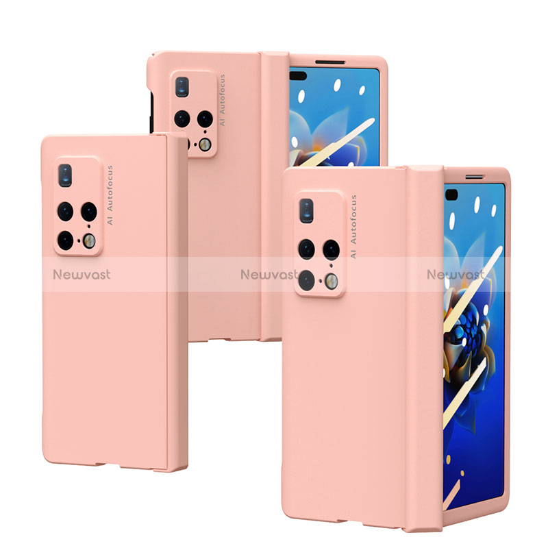 Hard Rigid Plastic Matte Finish Front and Back Cover Case 360 Degrees ZL6 for Huawei Mate X2 Pink