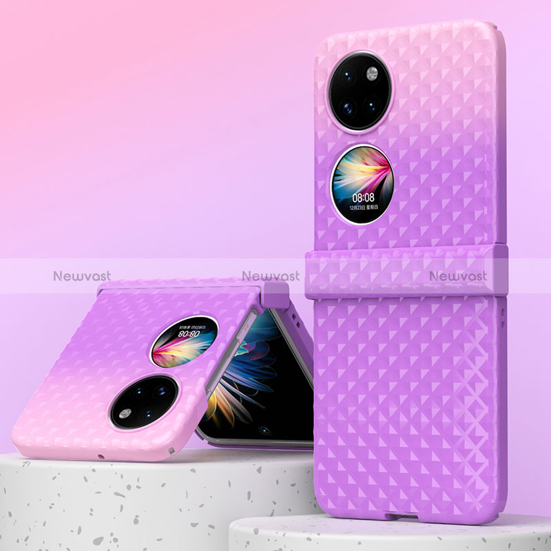 Hard Rigid Plastic Matte Finish Front and Back Cover Case 360 Degrees ZL6 for Huawei P50 Pocket Purple