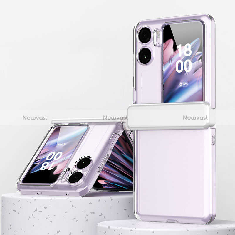 Hard Rigid Plastic Matte Finish Front and Back Cover Case 360 Degrees ZL6 for Oppo Find N2 Flip 5G Clear