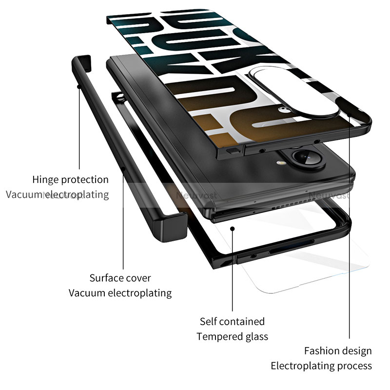 Hard Rigid Plastic Matte Finish Front and Back Cover Case 360 Degrees ZL7 for Samsung Galaxy Z Fold5 5G