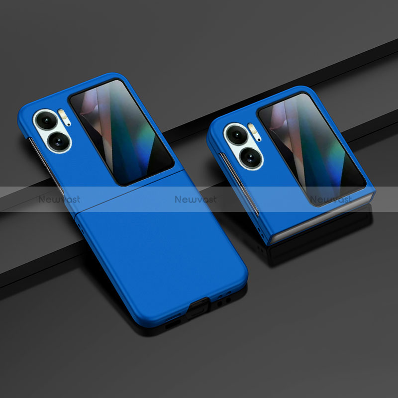 Hard Rigid Plastic Matte Finish Front and Back Cover Case 360 Degrees ZL8 for Oppo Find N2 Flip 5G Blue