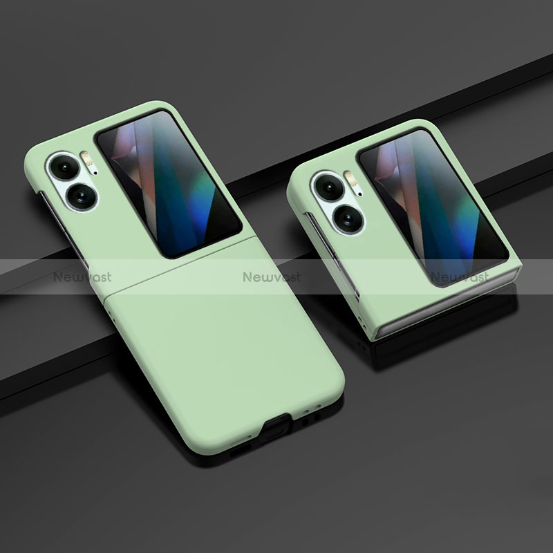 Hard Rigid Plastic Matte Finish Front and Back Cover Case 360 Degrees ZL8 for Oppo Find N2 Flip 5G Matcha Green