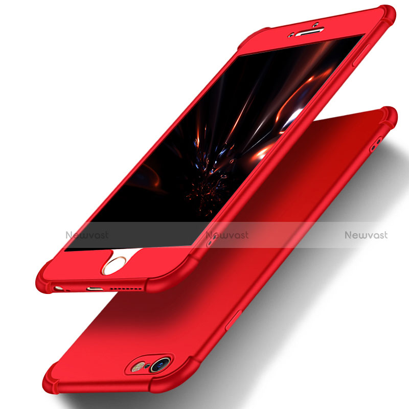 Hard Rigid Plastic Matte Finish Front and Back Snap On Case 360 Degrees M01 for Apple iPhone 6 Plus Red