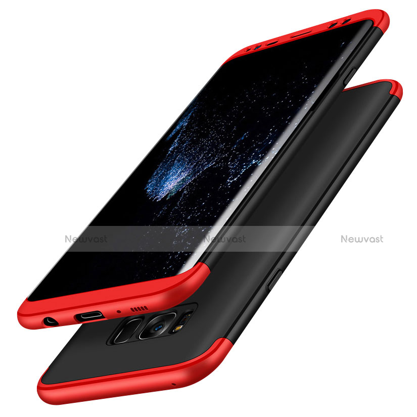 Hard Rigid Plastic Matte Finish Front and Back Snap On Case 360 Degrees M03 for Samsung Galaxy S8 Red and Black