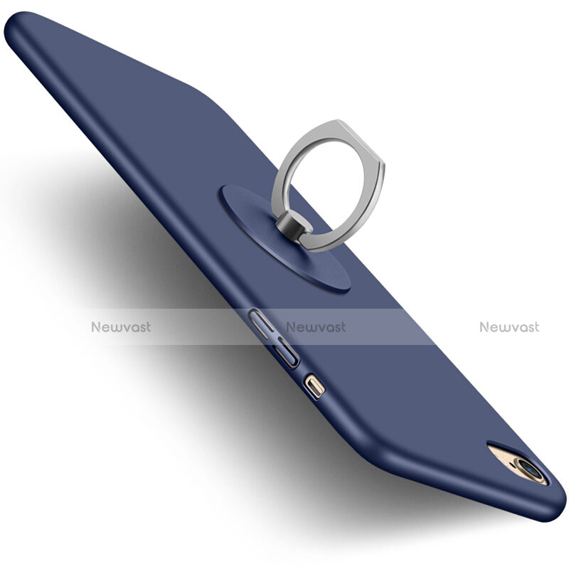 Hard Rigid Plastic Matte Finish Snap On Case with Finger Ring Stand A01 for Apple iPhone 6 Blue