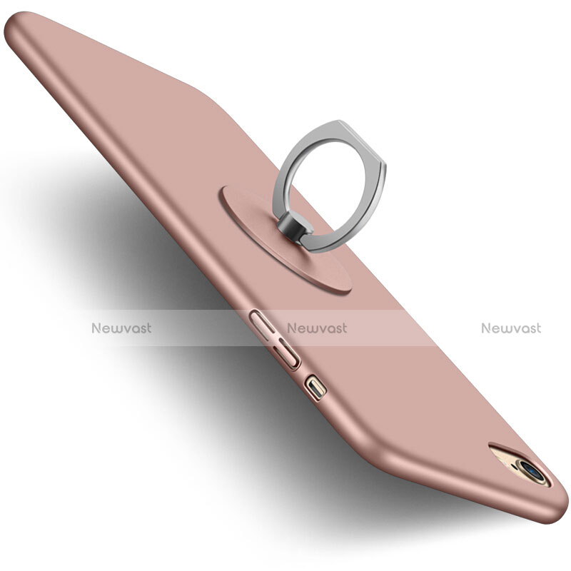 Hard Rigid Plastic Matte Finish Snap On Case with Finger Ring Stand A01 for Apple iPhone 6 Rose Gold