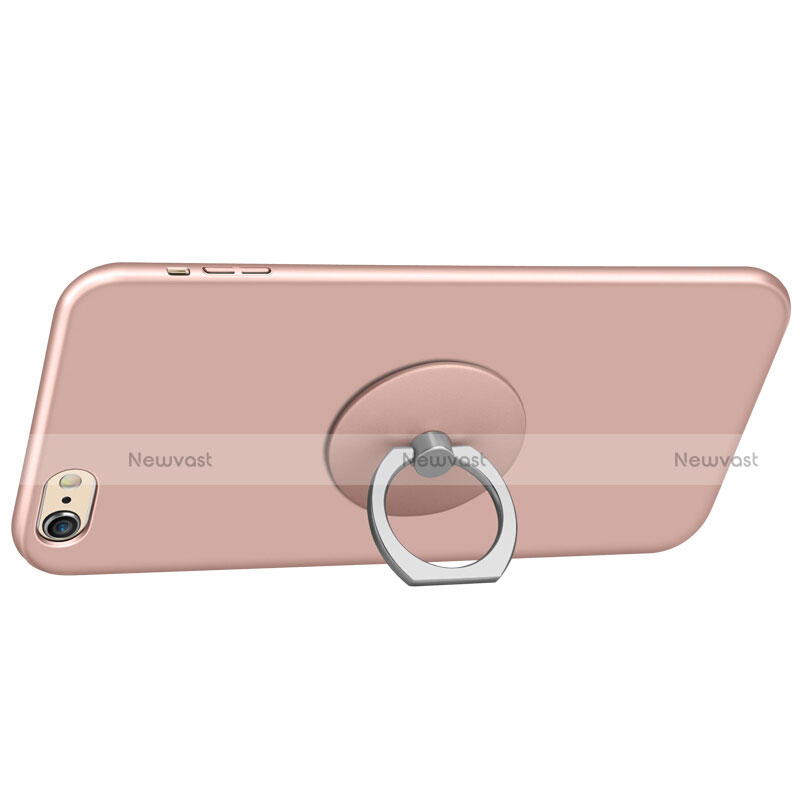 Hard Rigid Plastic Matte Finish Snap On Case with Finger Ring Stand A01 for Apple iPhone 6 Rose Gold