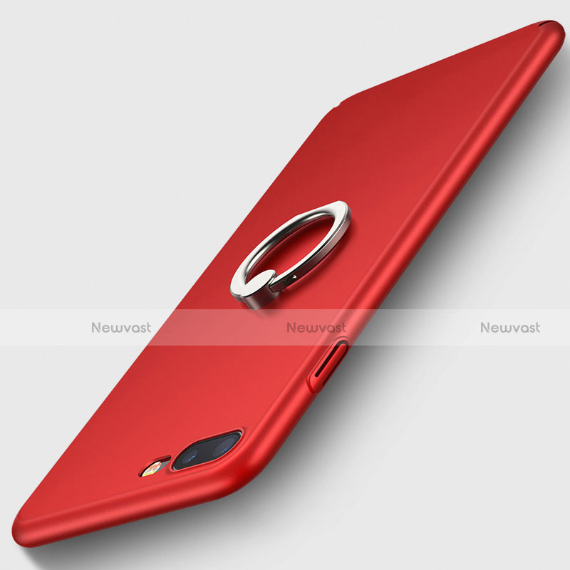 Hard Rigid Plastic Matte Finish Snap On Case with Finger Ring Stand A01 for Apple iPhone 7 Plus Red