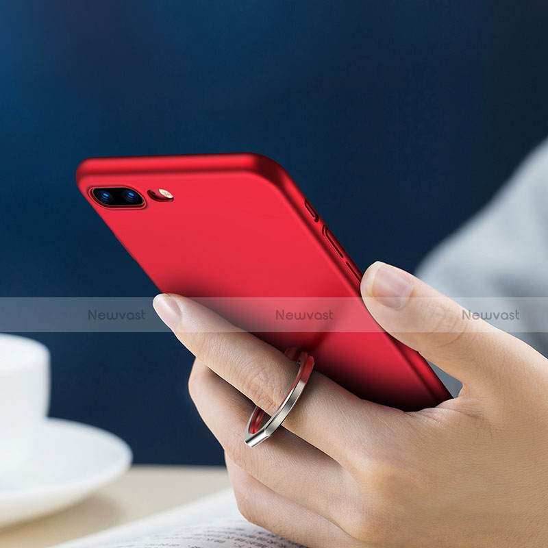 Hard Rigid Plastic Matte Finish Snap On Case with Finger Ring Stand A01 for Apple iPhone 7 Plus Red