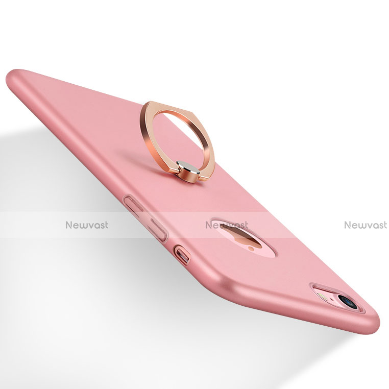 Hard Rigid Plastic Matte Finish Snap On Case with Finger Ring Stand A01 for Apple iPhone 8 Pink