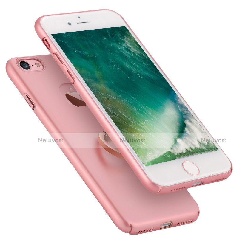 Hard Rigid Plastic Matte Finish Snap On Case with Finger Ring Stand A01 for Apple iPhone SE (2020) Pink