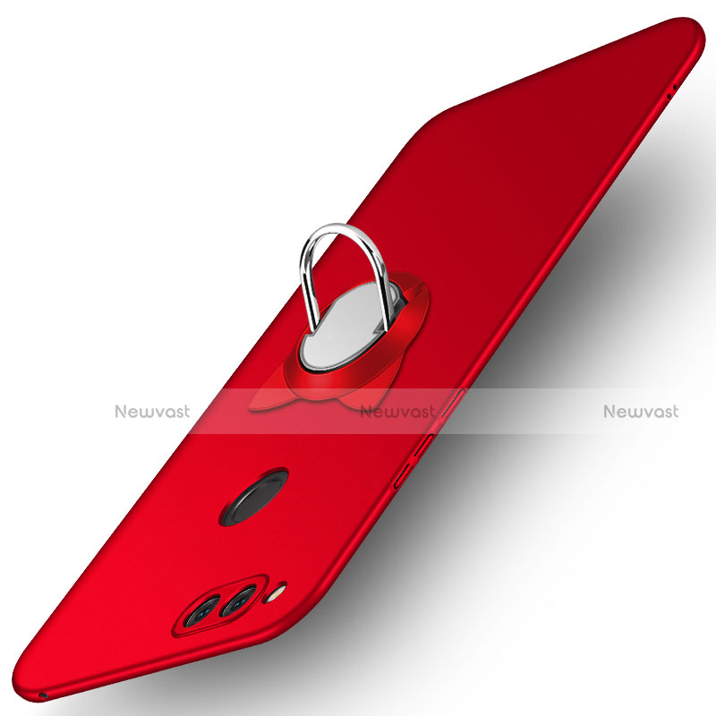 Hard Rigid Plastic Matte Finish Snap On Case with Finger Ring Stand A01 for Huawei Honor Play 7X Red