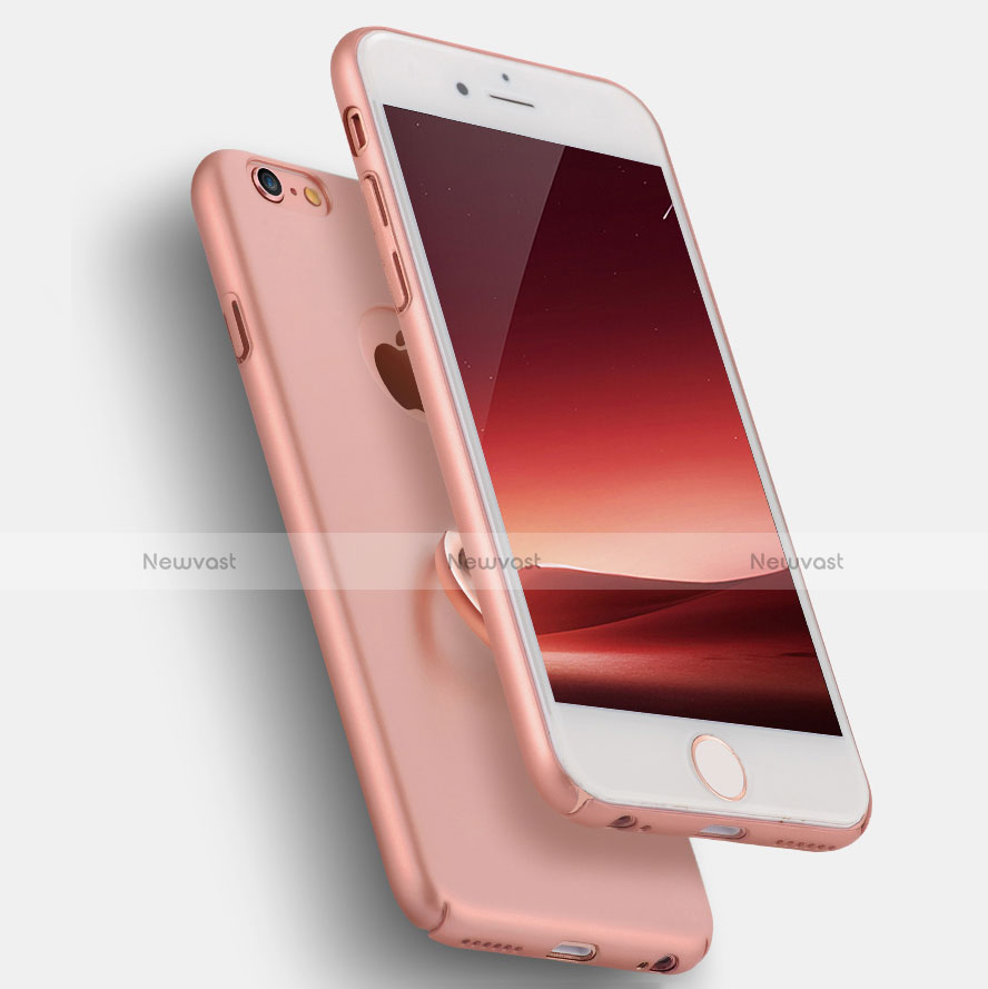 Hard Rigid Plastic Matte Finish Snap On Case with Finger Ring Stand A02 for Apple iPhone 6 Pink