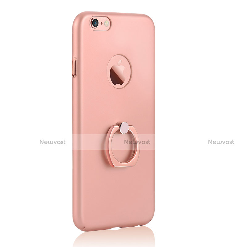 Hard Rigid Plastic Matte Finish Snap On Case with Finger Ring Stand A02 for Apple iPhone 6 Pink