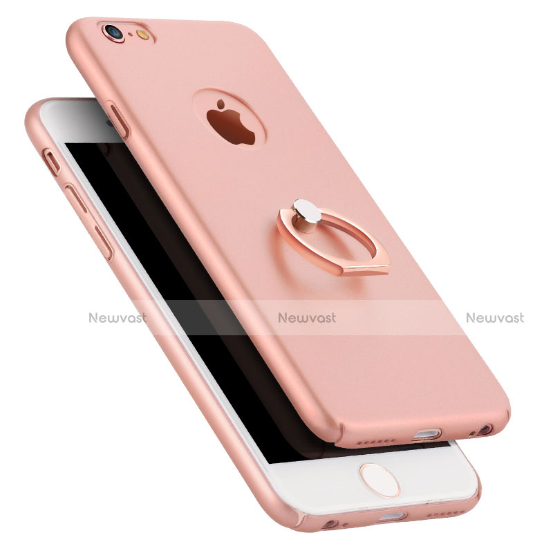 Hard Rigid Plastic Matte Finish Snap On Case with Finger Ring Stand A02 for Apple iPhone 6S Pink