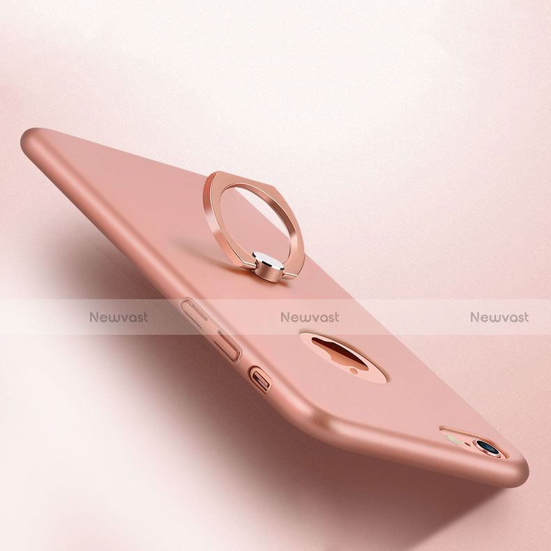 Hard Rigid Plastic Matte Finish Snap On Case with Finger Ring Stand A02 for Apple iPhone 6S Pink
