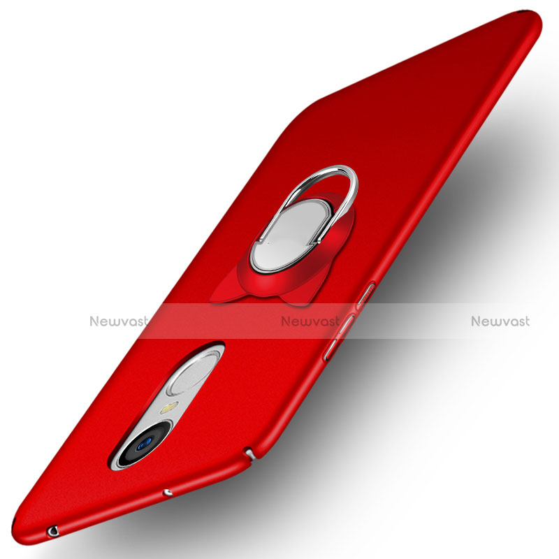 Hard Rigid Plastic Matte Finish Snap On Case with Finger Ring Stand A02 for Huawei Enjoy 6 Red