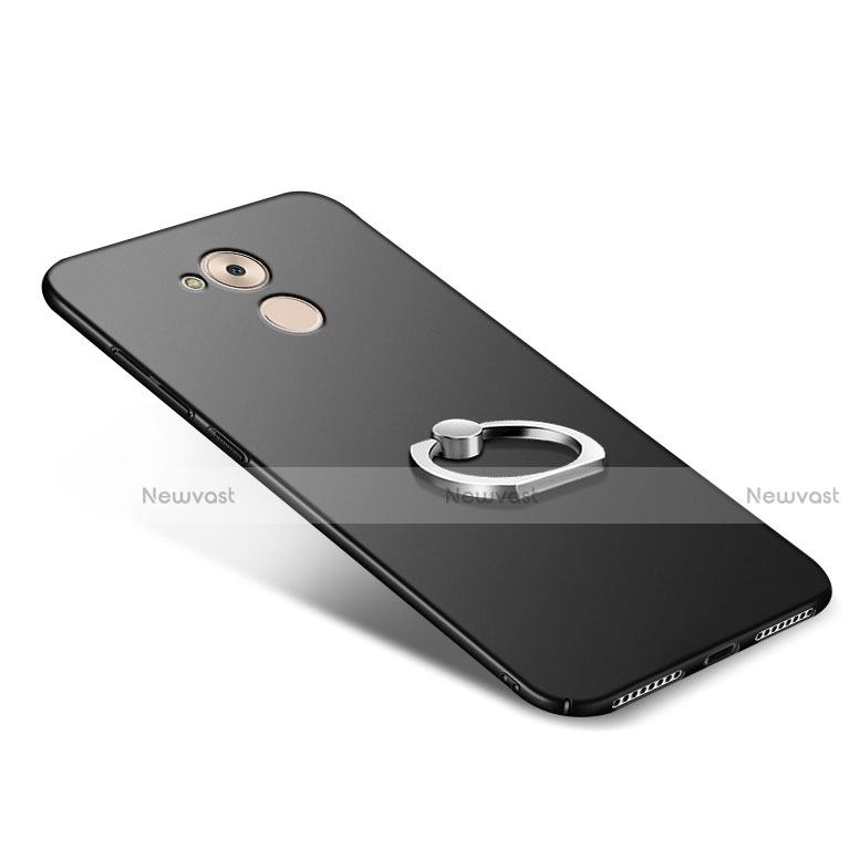 Hard Rigid Plastic Matte Finish Snap On Case with Finger Ring Stand A02 for Huawei Enjoy 6S Black