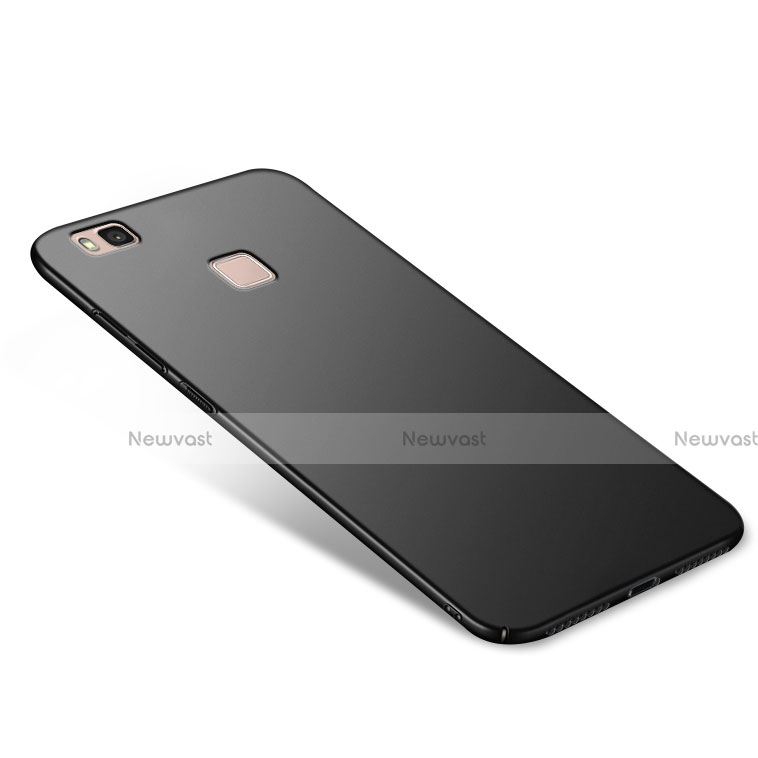 Hard Rigid Plastic Matte Finish Snap On Case with Finger Ring Stand A02 for Huawei G9 Lite Black